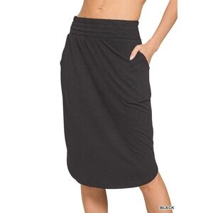 Zenna Elastic Waist Tulip Hem Skirt Black Medium